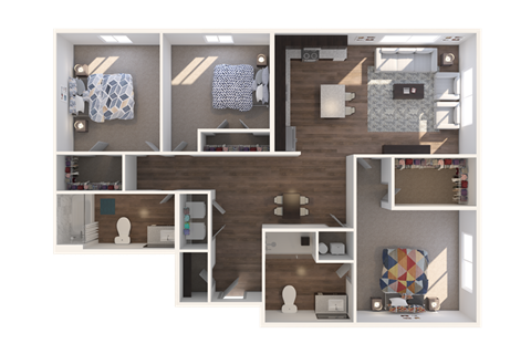 Lofts at Jefferson Station 3 Bedroom 2 Bath Floor Plan